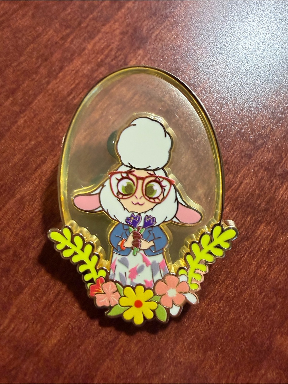 Disney zootopia mayor bellwether Charming Lamb Floral Enamel Pin
